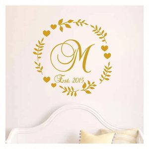 Personalized Wedding Decals Initials Letters Bride Groom Monogram Removable <b>Wrap</b> Wall Decal for Wedding Dance Floors - Product Image 5