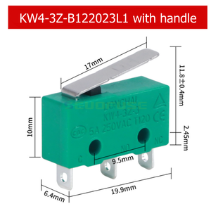 KW4-3Z-3 Kleine Reislimietschakelaar Driepoot Handgreep Roller Knopschakelaar Zilver Contact Microschakelaar - Product Image 3