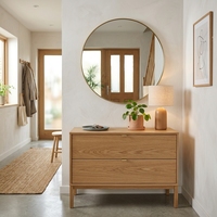 Console d'entrée moderne en bois de chêne clair, meuble de rangement étroit sur mesure OEM pour hall d'entrée d'appartement