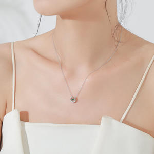 Collar con colgante en forma de herradura, personalizable, versión en cobre y plata de ley S925, romántico y exquisito, con corte redondo, un regalo para ella. - Product Image 2