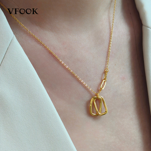 Collana da Donna VFOOK in Oro Puro 24K, Design Geometrico Asimmetrico, Resistente allo Sbiadimento, Gioiello Pieghevole in Oro Liscio - Product Image 2