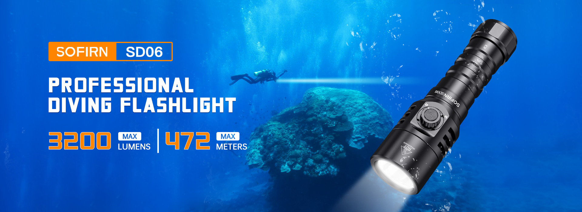 Sofirn SD06 強力3200lm SFT70ダイブLEDライト 21700充電式水中