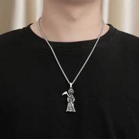 Collier pendentif squelette de dessin animé Death Reaper en argent tibétain pour homme, breloque sans chaîne SP1013