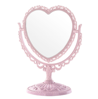 Miroir de poche vintage mini rond finition argentée, grossissant et éclairé, avec cadre en plastique ABS, miroir de maquillage portable