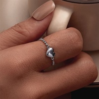 OEM simple jointure pas cher chaîne de fiançailles anneau 2023 coréen non terni dames mode bijoux délicat coeur en argent sterling anneaux