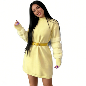 Abiti da Donna Vivaci e Personalizzabili - Stile <span class=keywords><strong>Top</strong></span> Aderente a Collo Alto, Vestito Maglione a Maniche Lunghe Multicolore - Product Image 6