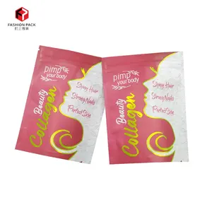 Food Grade Matte Finish Pink White and Gold Color Pouch for 10g 20g 50g 80g 100g 200g Powder Marine Fish Collagen to DRINK
