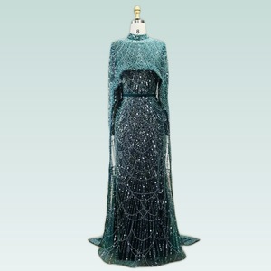 S0246Y Nuovo Abito da Sera/Festa da Donna alla Moda <span class=keywords><strong>con</strong></span> Collo Alto, <span class=keywords><strong>Maniche</strong></span> <span class=keywords><strong>Lunghe</strong></span>, <span class=keywords><strong>Paillettes</strong></span> e Perline, Modello a Sirena - Product Image 1