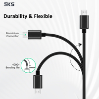 Cable USB-A a Micro USB de Carga Rápida de 2.4A, Negro, para Android, iOS y Computadora, con Transferencia de Datos