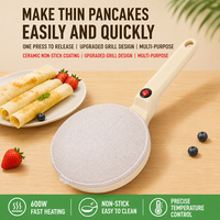 Crêpière électrique en céramique à plaque plate ronde à chauffage rapide avec arrêt automatique et surface antiadhésive facile à démouler