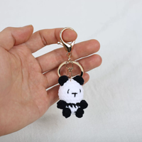 Vente en gros de porte-clés en peluche amigurumi en fil à crocheter, animaux de dessin animé tissés, lapin, panda, grenouille, tigre, signe du zodiaque chinois