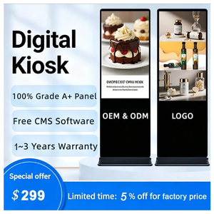 Totem publicitaire vertical LCD tactile Android ultra-fin 2K 4K de 49 50 pouces sur pied - Product Image 1