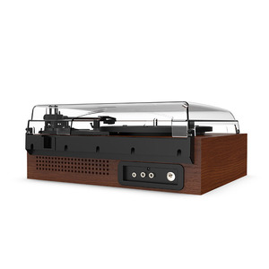Lecteur de Cassette en bois à dents bleues, sans fil, Rechargeable, Portable, Vintage, disque vinyle, platine, phonographe - Product Image 5