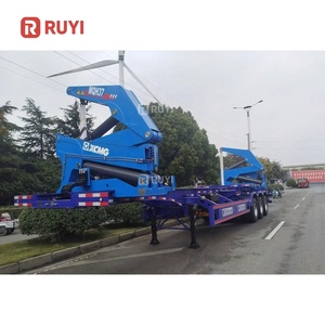 Semi-remorque à chargement latéral de conteneurs à 3 essieux, 20 pieds, 40 pieds, grue de levage, charge utile de 45 à 100 tonnes, semi-remorque à chargement latéral de conteneurs à <span class=keywords><strong>vendre</strong></span> - Product Image 2