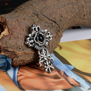 Chinese Style Double Dragon <b>Cross</b> Pendant Tibetan Silver Four Color Jewelry SP503 - Product Image 3