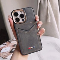 Étui de téléphone portable en cuir avec emplacement pour carte de crédit, accessoires, coque arrière pour iPhone 12 13 14 15 16 17 18 Pro Max