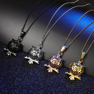 Collier DIY en acier inoxydable 316L ajouré, diffuseur d'huiles essentielles, pendentif cage à perles, chaîne en acier titane - Product Image 3