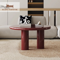 Table basse moderne en bois massif pour salon, finition laquée brillante de luxe léger, haute qualité