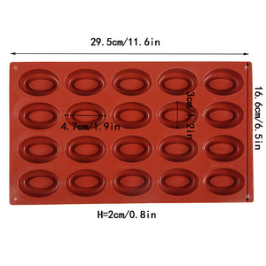 <span class=keywords><strong>Moule</strong></span> à pâtisserie professionnel en silicone, 20 cavités, forme ovale, pour chocolats, truffes, mousses, financiers, gâteaux, puddings et confiseries - Product Image 3