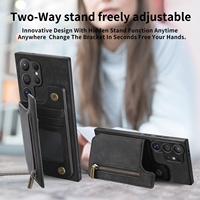Étui en cuir pleine couverture avec fentes pour cartes pour Samsung A17/S26 Ultra, étui de protection à fermeture éclair pour A56 A06, support de téléphone Note20 avec design gaufré