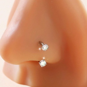 新デザイン クローバー ステンレス製 U字型 ホースシューポスト ノーズリング ダブルエンド ジルコン パーソナライズド ノーズピアス ノーズリング - Product Image 5