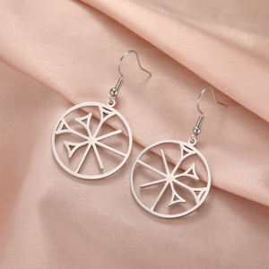 Boucles d'oreilles pour femmes avec symbole des anunnaki, symbole cunéiforme, pendentif Anu, acier inoxydable, mythologie sumérienne, bijoux - Product Image 2