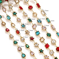 Bracelet et collier en acier inoxydable plaqué or 18 carats PVD, avec chaîne en bambou, cristaux étanches et accessoires de bijoux DIY colorés