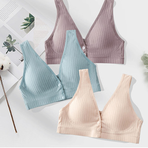 Reggiseno Premaman Elastico di Supporto per <span class=keywords><strong>Allattamento</strong></span>, Comodo con Scollo a V in <span class=keywords><strong>Cotone</strong></span> - Product Image 1