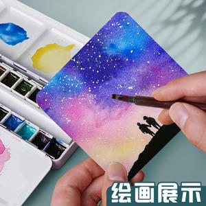 Papier <span class=keywords><strong>aquarelle</strong></span> carré peint à la main circulaire épais de qualité artistique 300g à texture rugueuse - Product Image 6