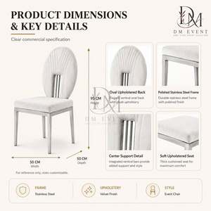 Chaise de mariage en acier inoxydable argenté avec dossier en forme de coquille et coussin blanc pour banquets et événements hôteliers – Vente en gros de sièges - Product Image 5