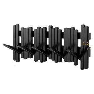 Wall Mounted Solid Wood Coat Rack <b>Black</b> Piano Key Design Entryway <b>Hook</b> For Clothes Keys And Hats Multipurpose - Product Image 5