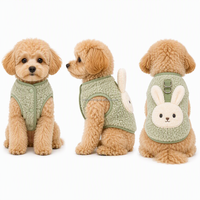 Gilet polaire personnalisé pour chien avec applique ours en peluche, harnais sans manches, vêtements chauds d'hiver pour chiots et chats, vente en gros OEM