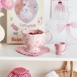 L Ins niedlichen kreativen rosa Blume Keramik Kaffeetasse Mädchen Herz 3d Schmetterling Big Water Cup - Product Image 4