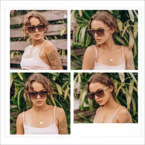 Lunettes De Soleil Carrées Surdimensionnées à la Mode Vintage UV400 Orange PC Frame Gradient Lenses Gafas De Sol Lunettes De Soleil pour Femmes et Hommes - Product Image 4