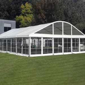 FEAMONT Aluminium Exhibition Tendas Popular Outdoor Clear PVC Marquee Tenda para Banquete de Casamento com Parede de Vidro para Feiras