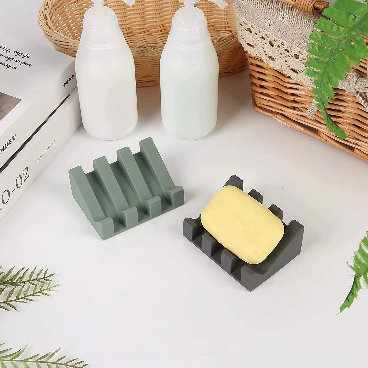 Силиконовый держатель для мыла, экологичный ящик для мыла в ванную комнату, нескользящая сушилка для мыла, посуда, полки для ванной комнаты, встраиваемая квадратная форма