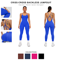 Combinaison de yoga sexy unie et respirante OEM, style européen et américain, avec rembourrage croisé pour les fesses et le buste, pantalon de fitness moulant