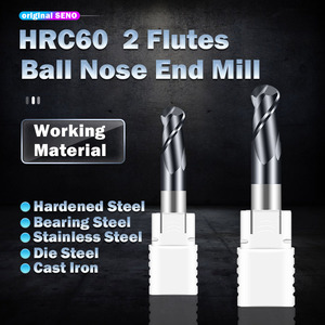 Molino de bolas de carburo de Pelo Liso De fábrica Fresado de punta de bola de 2 flautas HRC60 Molino de punta de bola - Product Image 6
