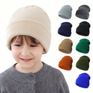 Vente en gros en stock – Bonnets tricotés automne-hiver pour garçons et filles, avec logo personnalisé, couleur unie, pour enfants et bébés, bonnets chauds - Product Image 2
