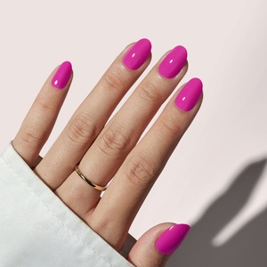 BTArtbox Luxury Acrylic Handmade Press on Nails Wholesale Short Oval Solid Color Soft Gel Halloween Rose Red Press on Nails Kit - Product Image 1