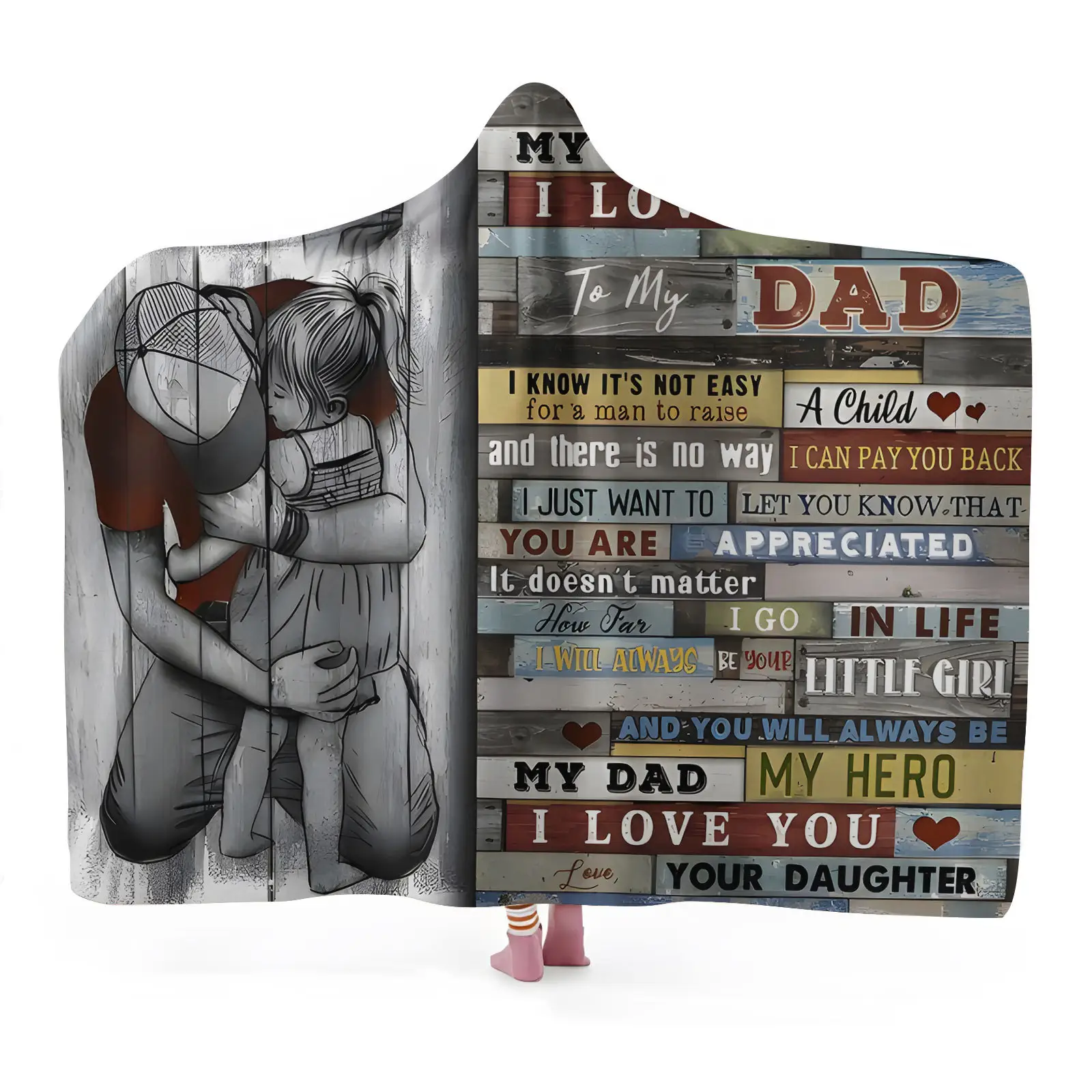 Manta de diseño personalizado personalizada para mi papá, los mejores regalos para el Día del Padre, manta con capucha usable de lana suave con capucha