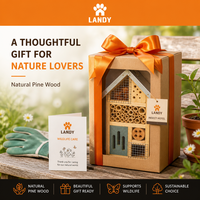 Maison à insectes en bois de pin pour l'extérieur avec toit en métal galvanisé, hôtel à abeilles décoratif pour le jardin, habitat pour la faune sauvage, sanctuaire