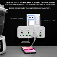 Multiprise murale en cuivre avec interrupteur veilleuse intégré, ports USB et prise, boîtier ignifuge de sécurité enfant pour maison et bureau