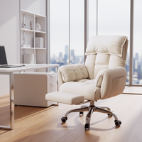 Chaise de bureau pivotante ergonomique en peluche blanche, confort moderne et luxueux avec roulettes, vente chaude pour le bureau, le salon, matériau en tissu