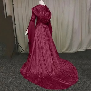 2024 Halloween <strong>Medieval</strong> Retro <strong>Wedding</strong> <strong>Dress</strong> with Hood and Waist - Product Image 2