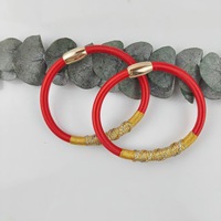 Bracelet jonc en or avec fermoir, cordon rouge tressé, bijou porte-bonheur, cadeau pour femmes et filles, style chinois, nouvel an