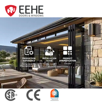 Porte pliante en alliage d'aluminium EEHE avec verre trempé, isolation acoustique, design coulissant bi-pliant pour balcon et terrasse