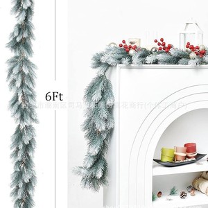 Guirlande artificielle de pin à fleurs, 72 mailles, blanche, pour décoration intérieure et extérieure de Noël - Product Image 2