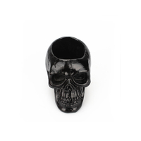 Porte-stylo en résine noire en forme de crâne pour l'organisation des articles de papeterie, porte-pinceaux de maquillage en résine pour un cadeau d'Halloween d'horreur