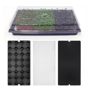 1020 Microgreen 화분 트레이 블랙 플라스틱 식물 묘목 발아 성장 보육 번식 종자 시동기 수경 트레이